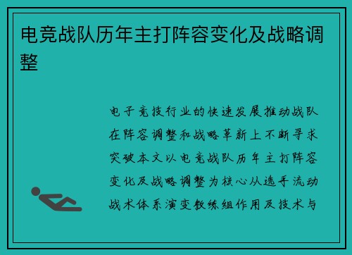 电竞战队历年主打阵容变化及战略调整